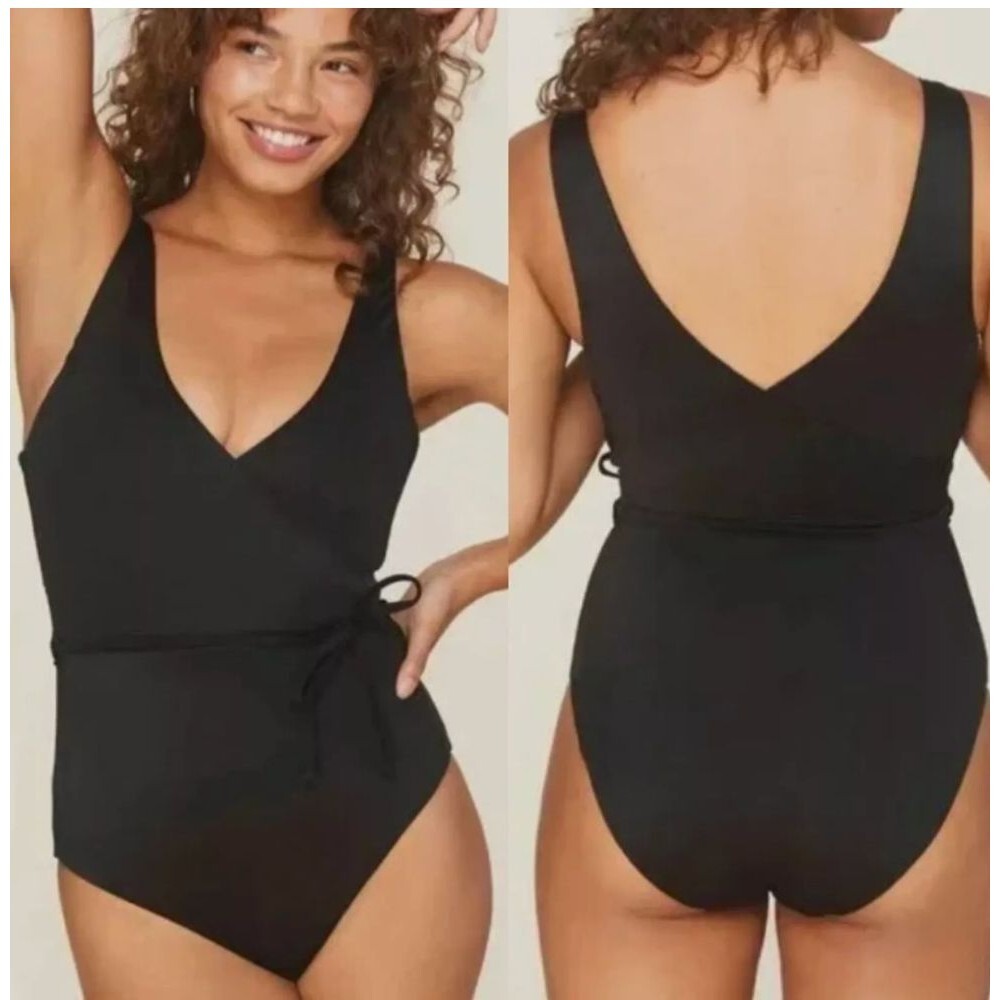 Andie Swim Women's Size M The Belmar Tie Waist One Piece Black Swimsuit NWT